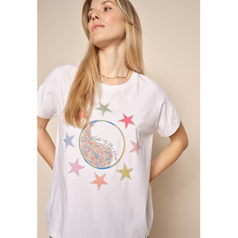 MOS MOSH RUE SS EMBROIDERY TEE - BIRCH