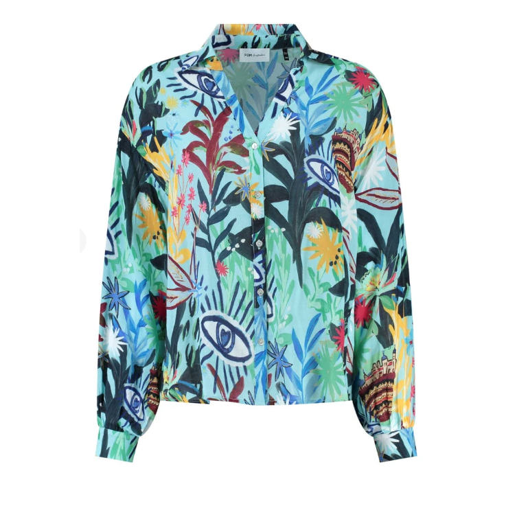 POM VIOLET BOTANICAL BLUE BLOUSE