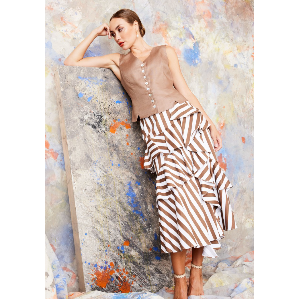 KAM AMOUR STRIPE SKIRT