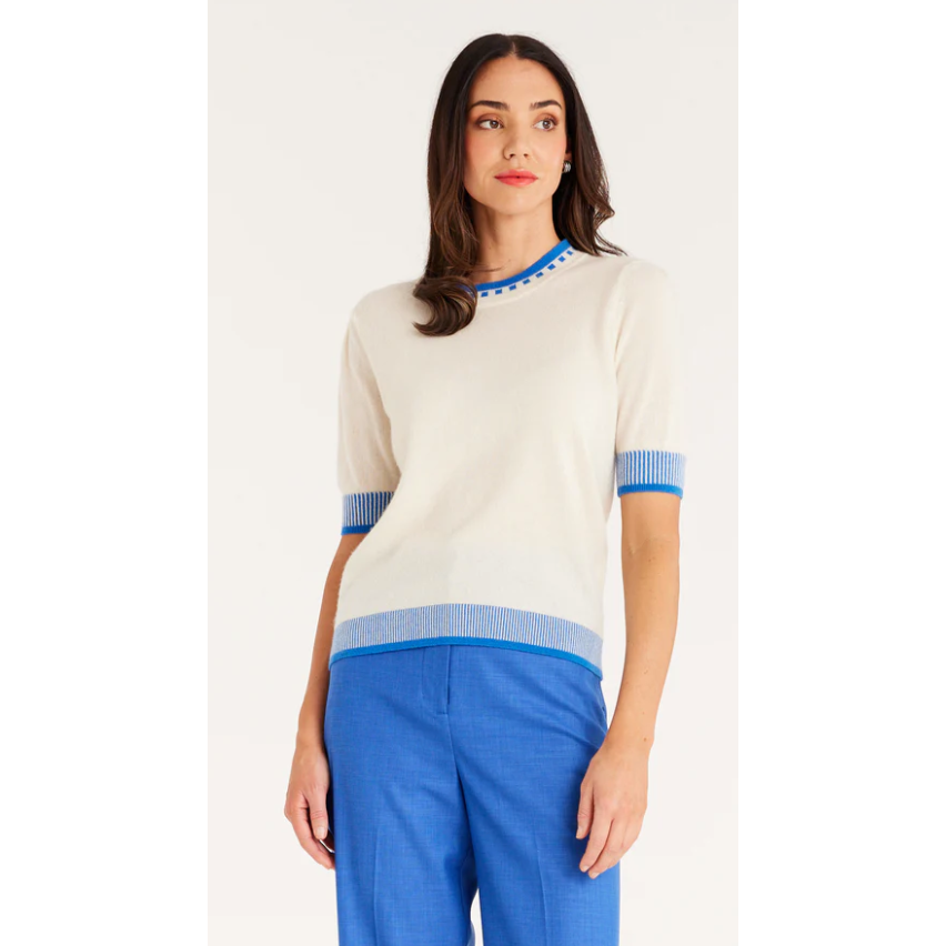 CABLE CASHWOOL CREW TEE