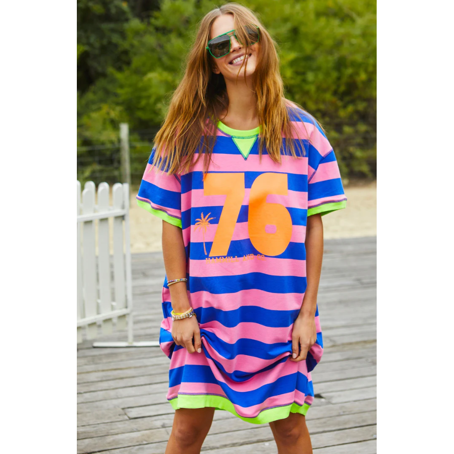 CAT HAMMIL STRIPE DRESS BLUE