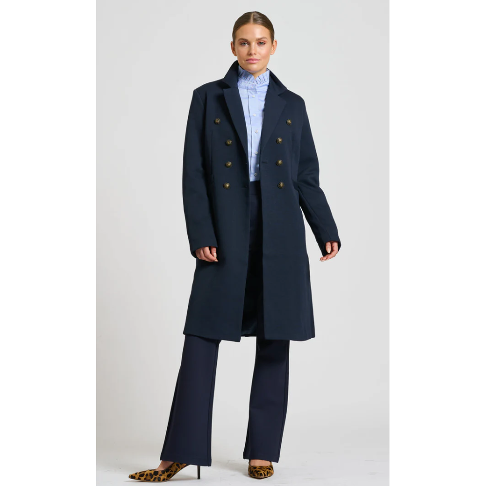 SHIRTY LOUISE LONG LINE COAT - FRENCH NAVY