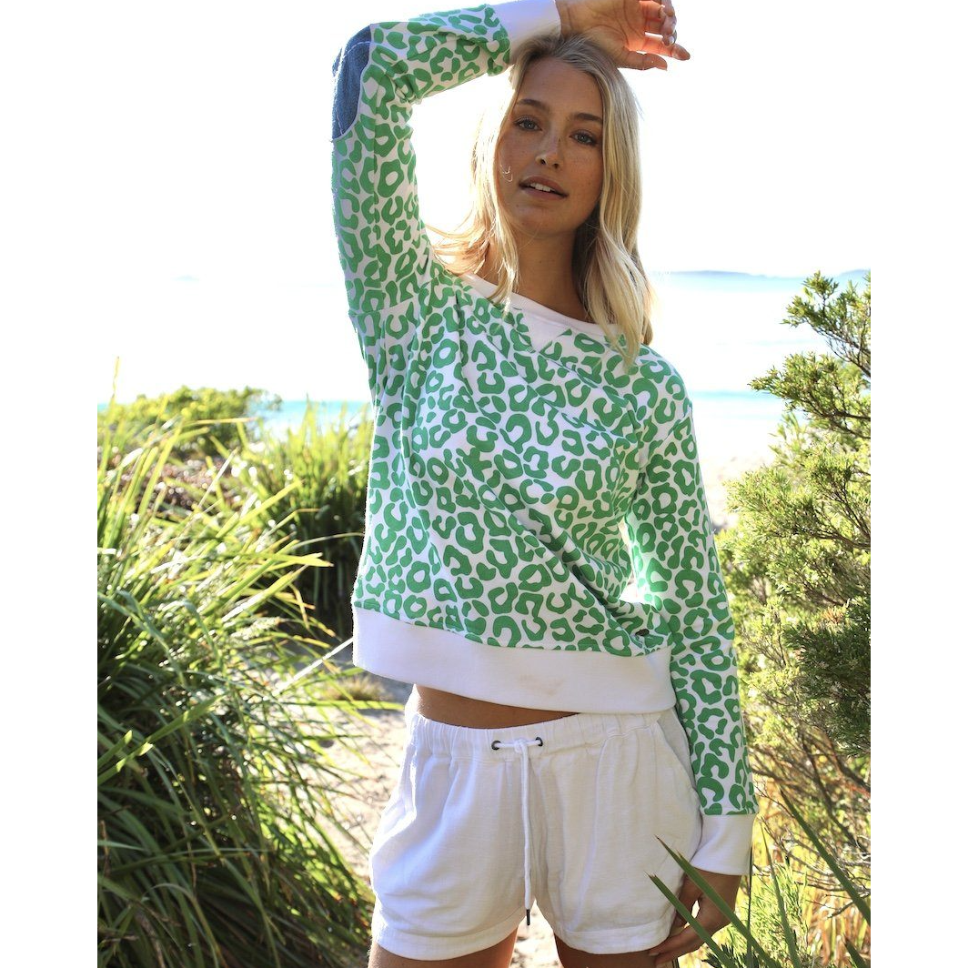 EST 1971 LEOPARD WINDY BRIGHT GREEN