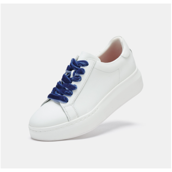 ROLLIE CITY SNEAKER WHITE/BLUE VELVET BOW