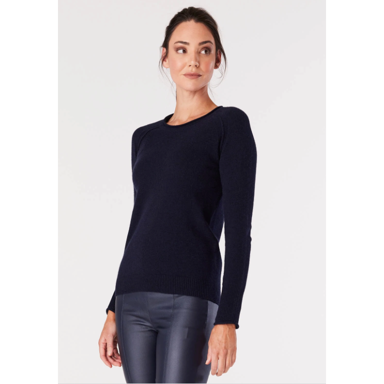 CABLE PURE CASHMERE CREW - NAVY
