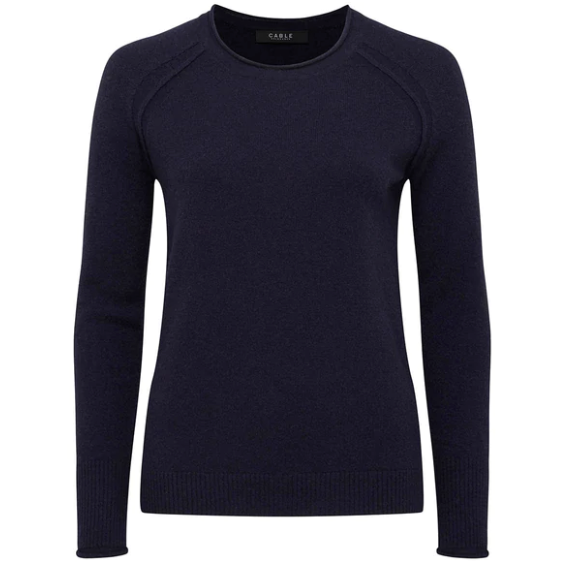 CABLE PURE CASHMERE CREW - NAVY