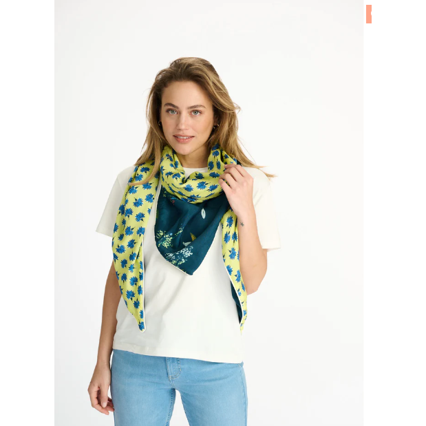 POM SCARF DOUBLE WILD FLOWER INDIGO