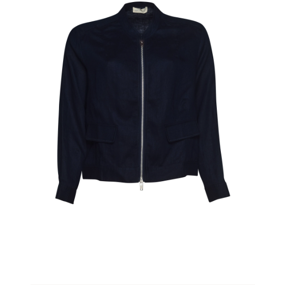 MADLY SWEETLY LINEN LET LIVE JACKET - NAVY