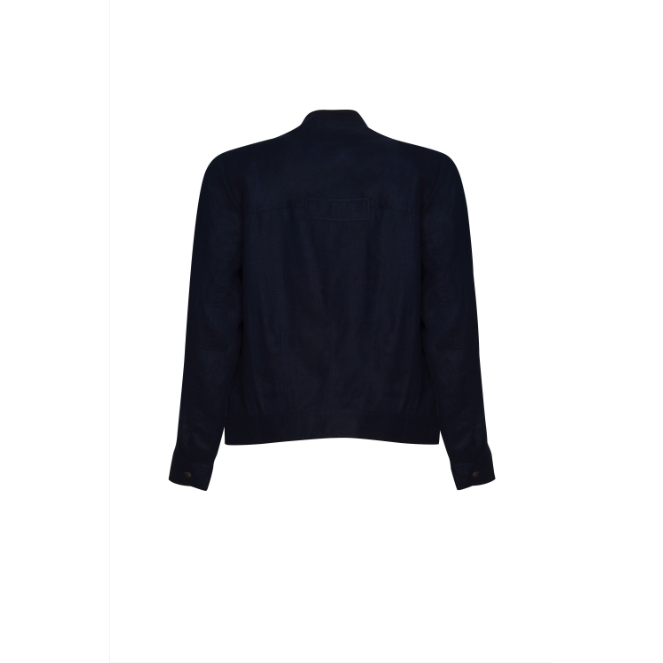 MADLY SWEETLY LINEN LET LIVE JACKET - NAVY