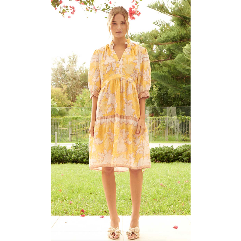 THE DREAMER KINA BUMBLEBEE DRESS - SAFFRON