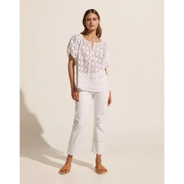 ZOE K SOAR TOP - PORCELAIN BRODERIE