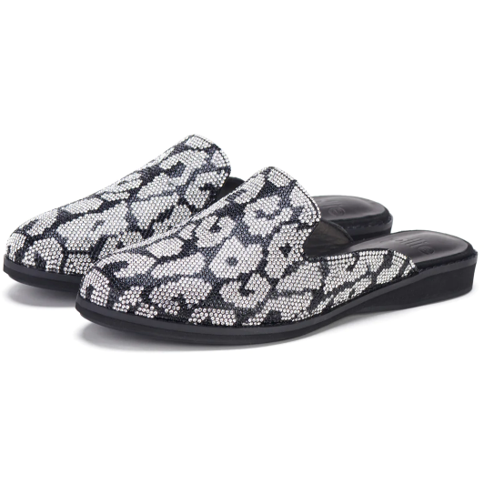 ROLLIE DERBY MULE LEOPARD RHIESTONE