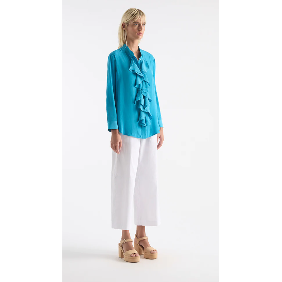 MELA PURDIE TRELLIS SHIRT - CYAN