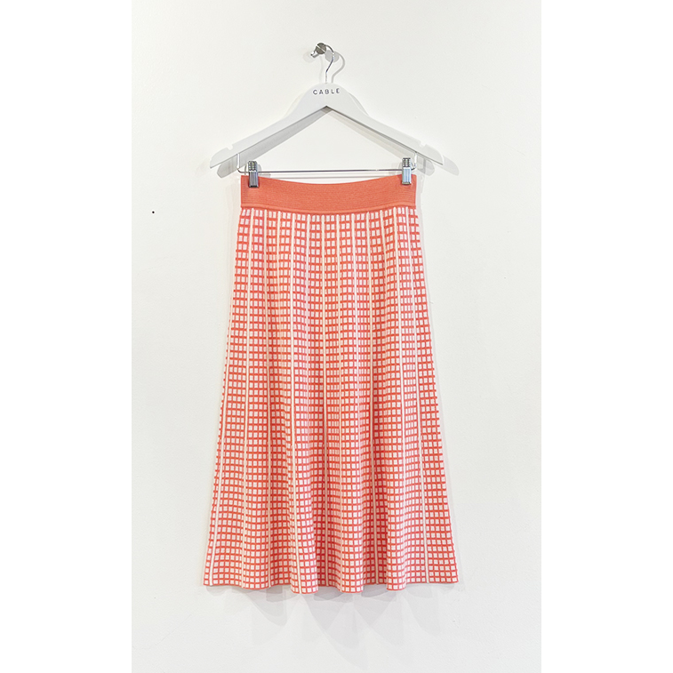 CABLE CHECK KNIT SKIRT