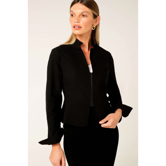 SACHA DRAKE FRONT ZIP PEPLUM JACKET