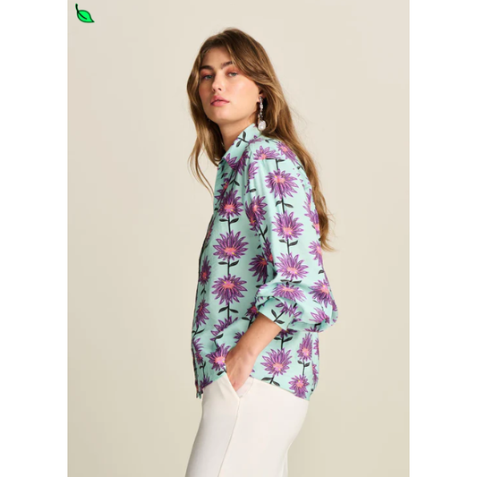 POM BLOUSE VIOLET FLOWER AQUA