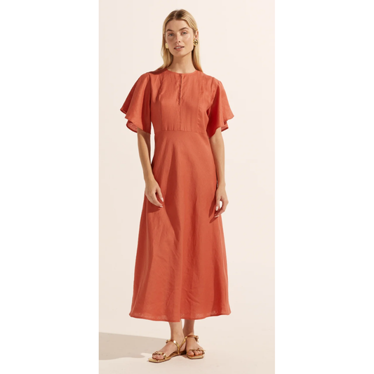 ZOE K PAVILLION DRESS - NECTARINE