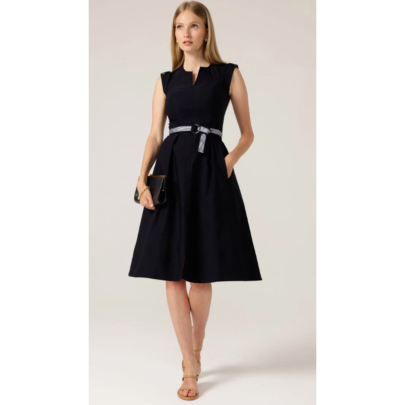 SACHA DRAKE FIT & FLARE DRESS - NAVY