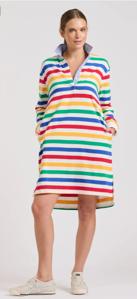 EST 1971 RUGBY SUMMER DRESS - MULTI STRIPE