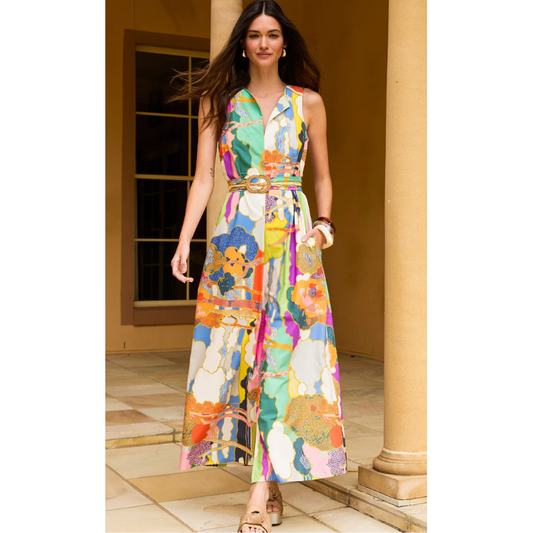 SACHA DRAKE PALM ROYALE DRESS - MULTI