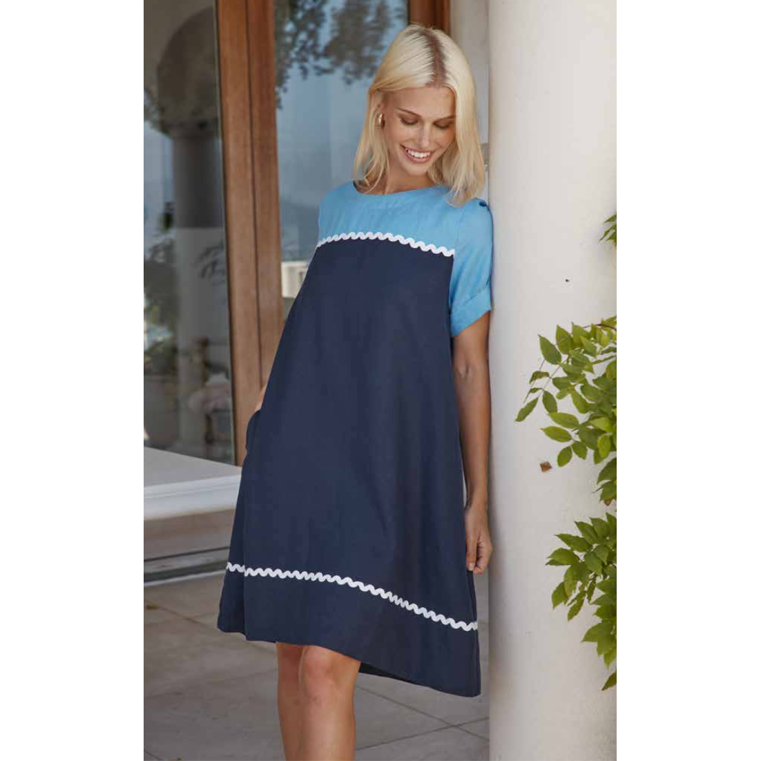 ALESSANDRA LAINE WAVE DRESS - NAVY