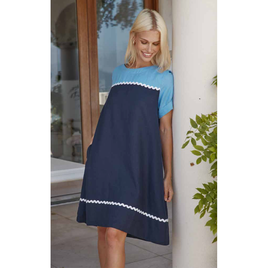 ALESSANDRA LAINE WAVE DRESS - NAVY