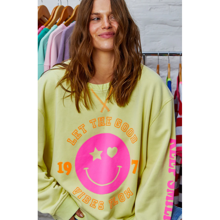 CAT HAMMILL SMILEY WASHED SWEAT - LEMON