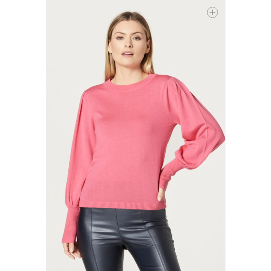 CABLE MERINO PUFF SLEEVE JUMPER GUAVA