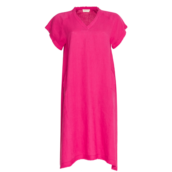 MADLY SWEETLY LINEN LET LIVE SHIFT DRESS - RASPBERRY