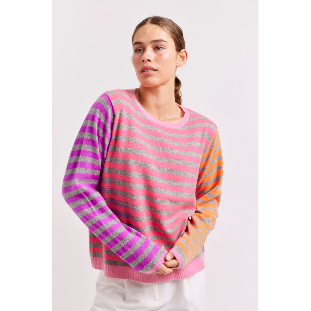 ALESSANDRA HENLEY SWEATER - ELECTRIC PINK
